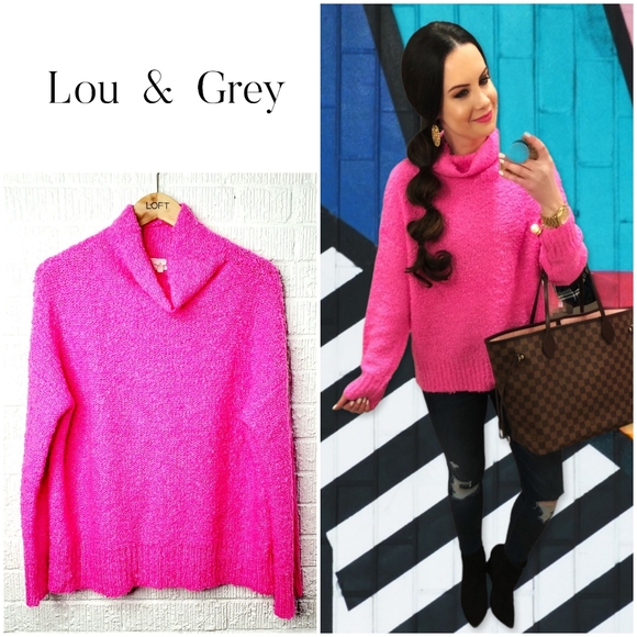 Lou & Grey Sweaters - Lou & Grey Loft neon pink funnel neck sweater